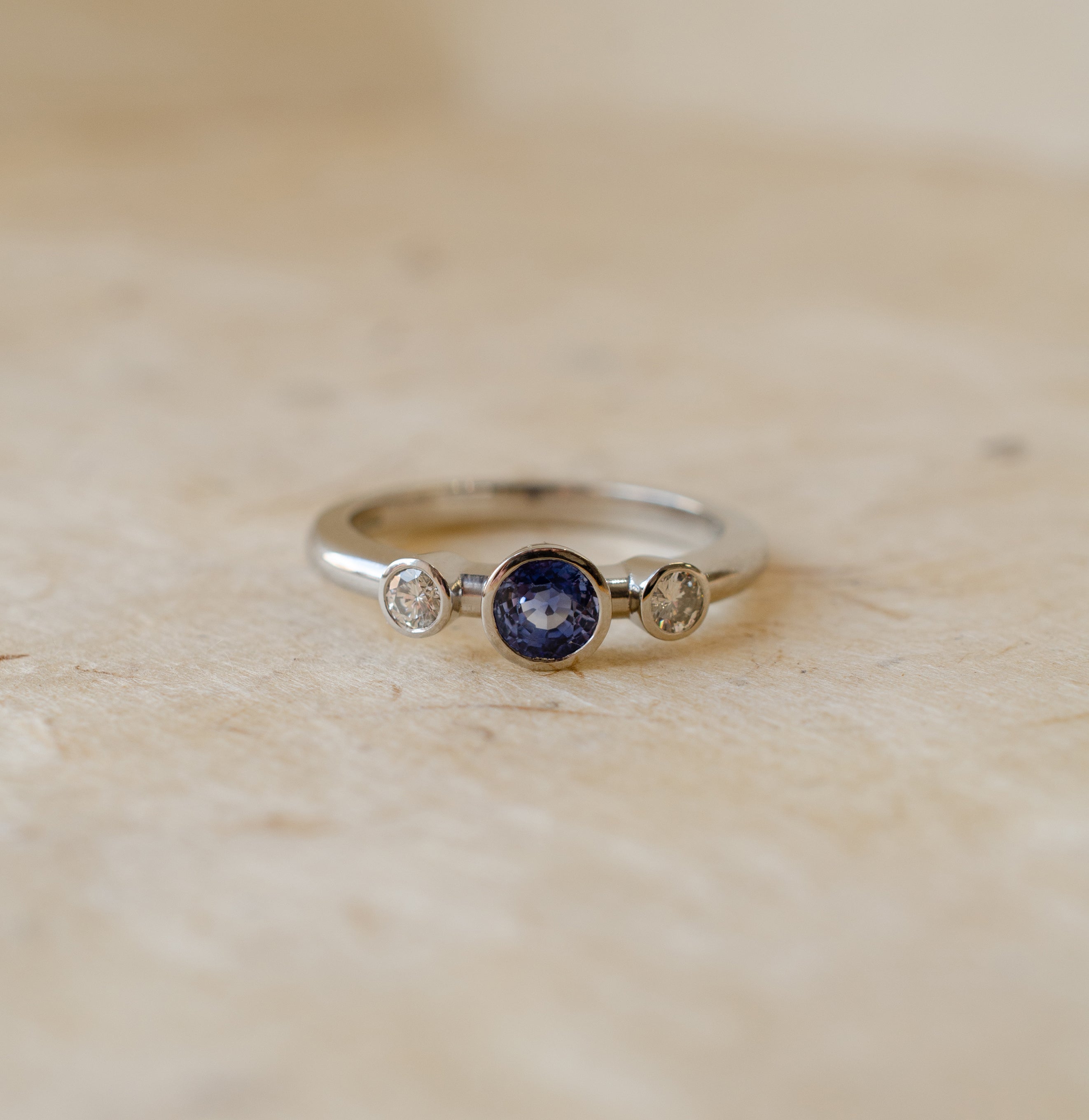 Sapphire & Diamond Trilogy Engagement Ring