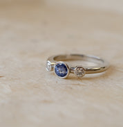 Sapphire & Diamond Trilogy Engagement Ring