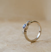 Sapphire & Diamond Trilogy Engagement Ring