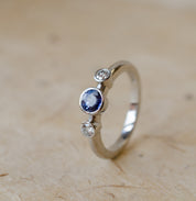 Sapphire & Diamond Trilogy Engagement Ring