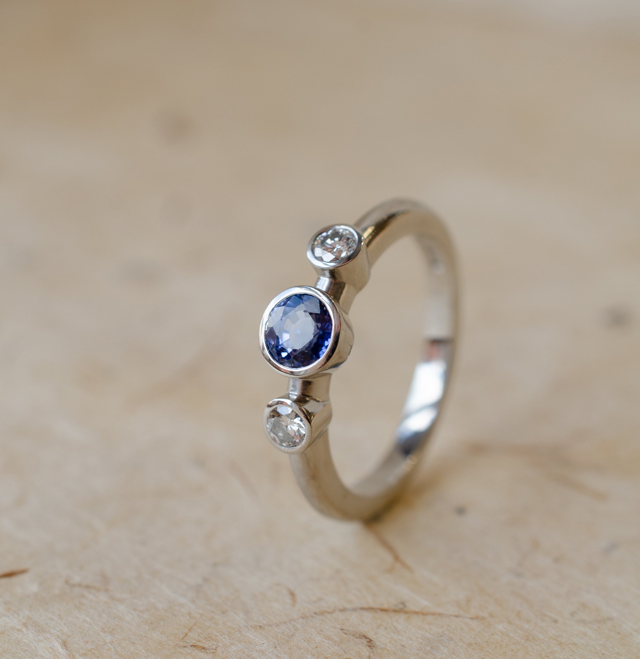 Sapphire & Diamond Trilogy Engagement Ring