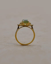 Yellow Gold Emerald Cut Green Diamond Engagement Ring