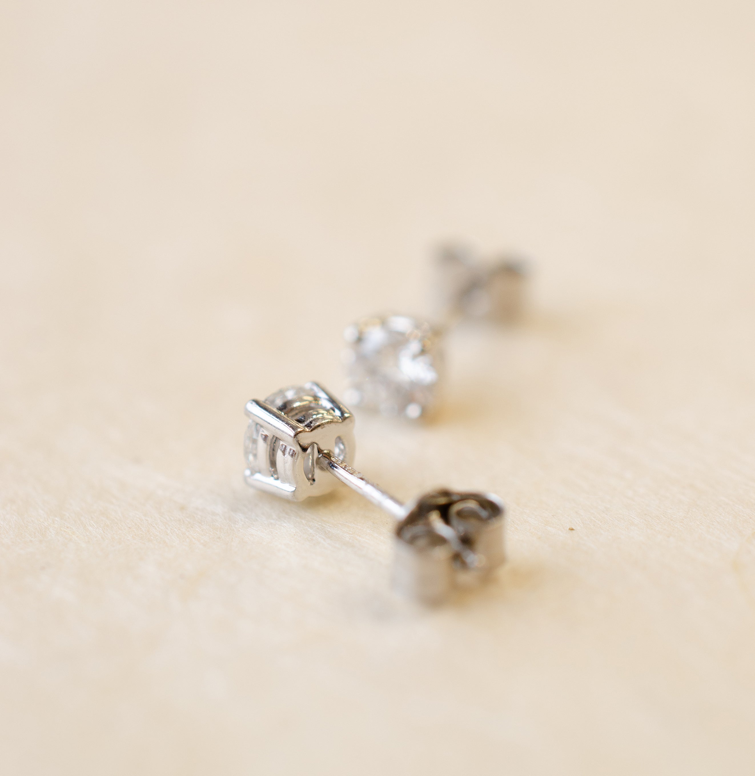 Four Claw Lab Grown Diamond Stud Earrings in Platinum
