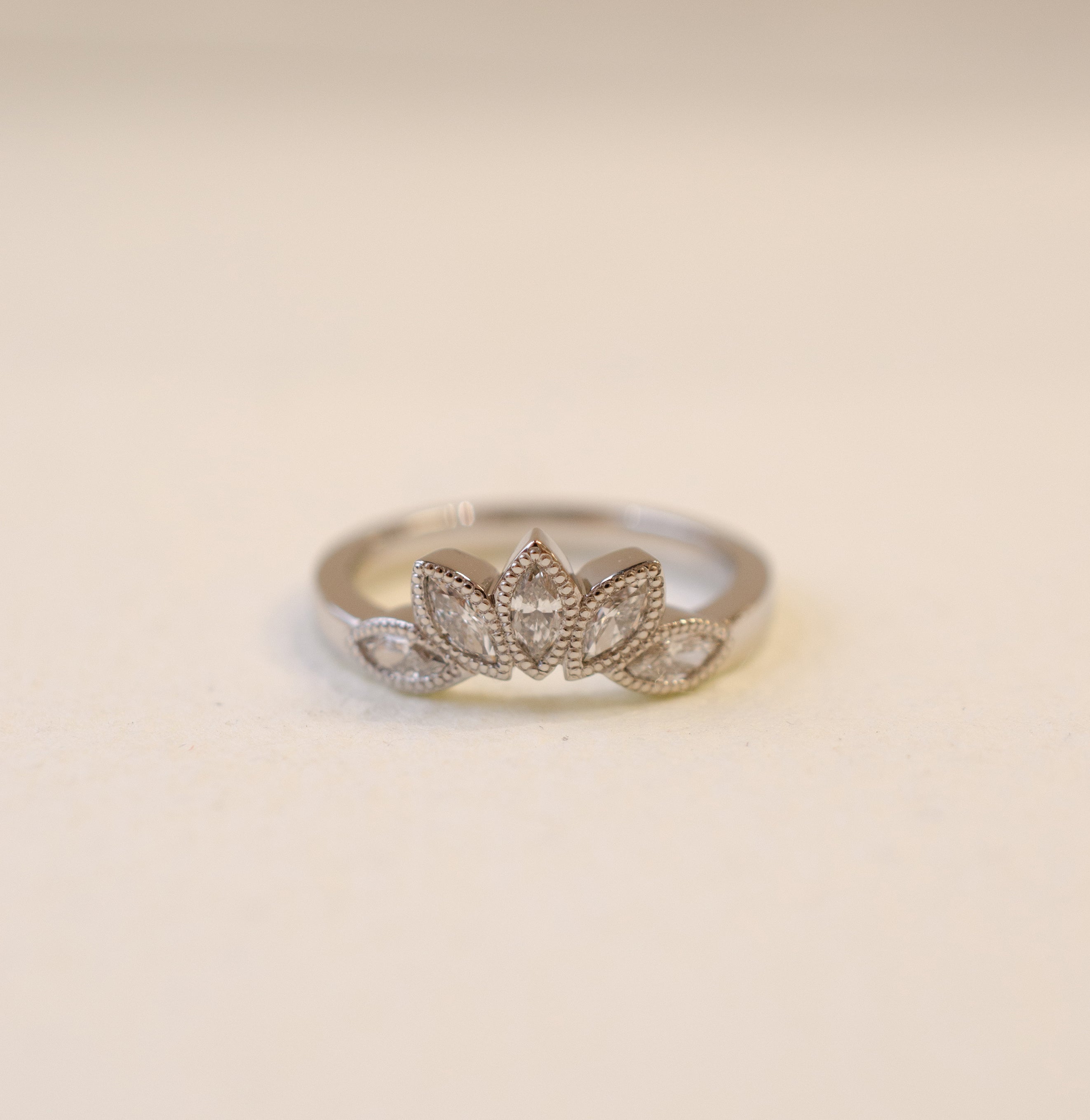 Marquise Diamond Crown Eternity Wedding Ring In Platinum