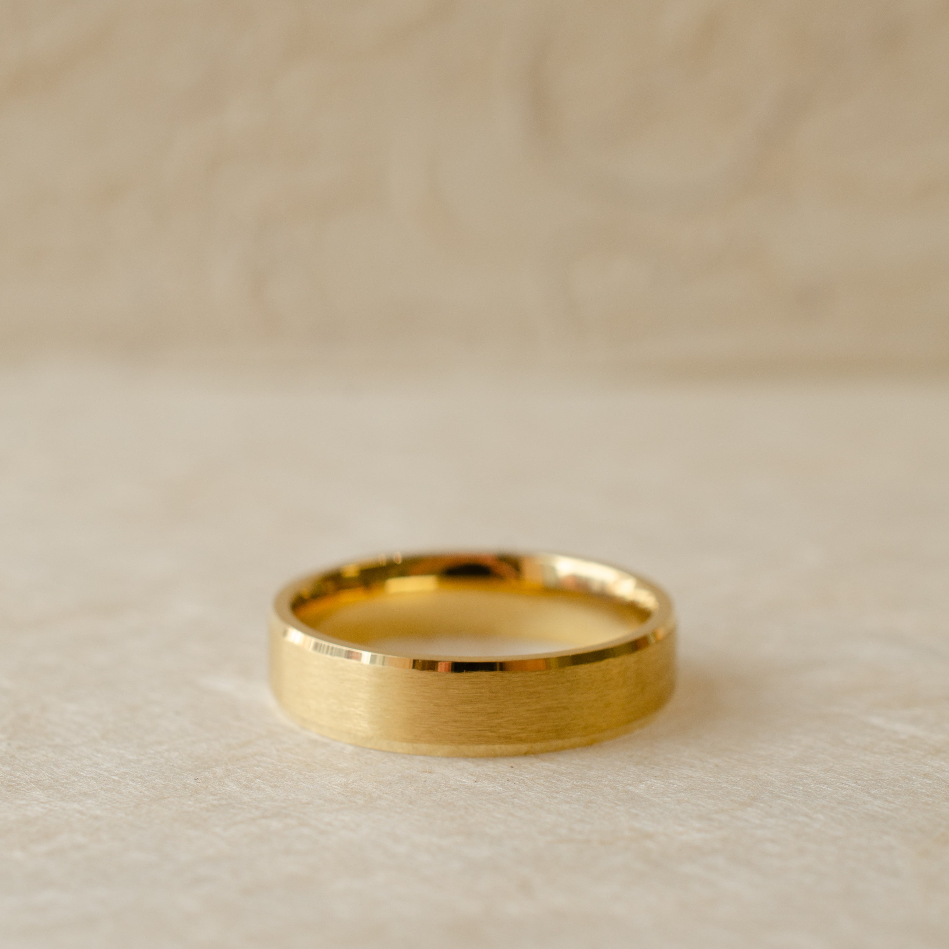 Mens Bevel Edge Gold Wedding Ring