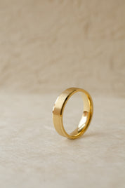 Mens Bevel Edge Gold Wedding Ring