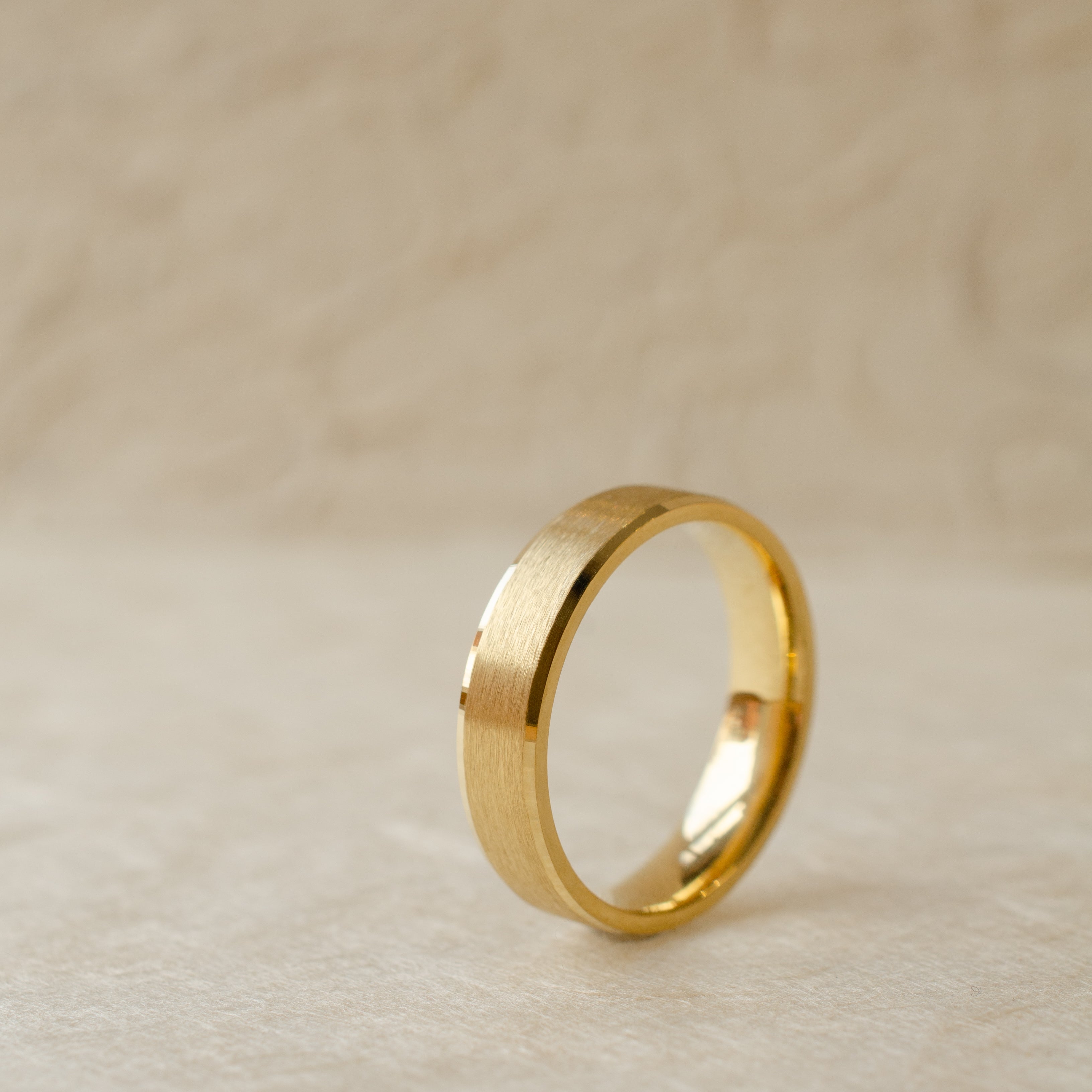 Mens Bevel Edge Gold Wedding Ring