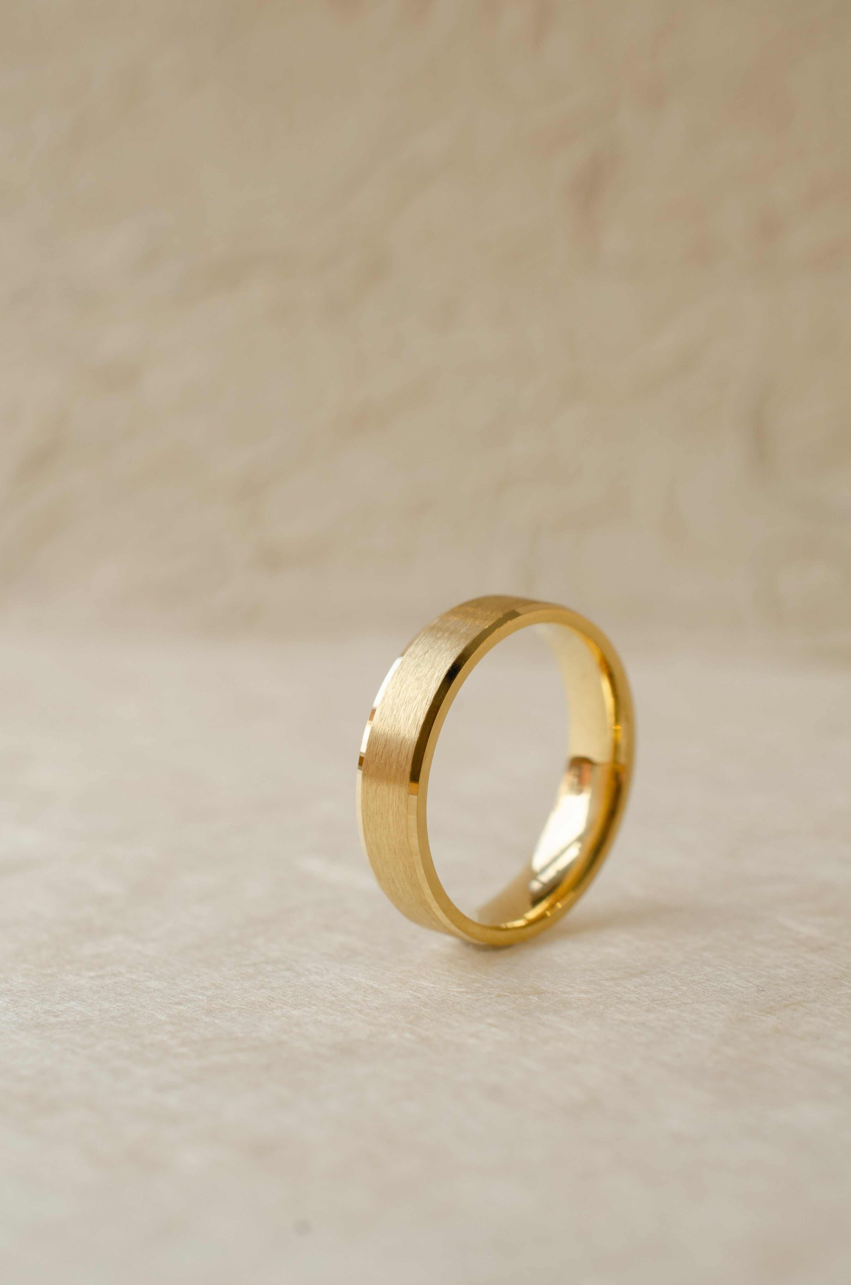 Mens Bevel Edge Gold Wedding Ring