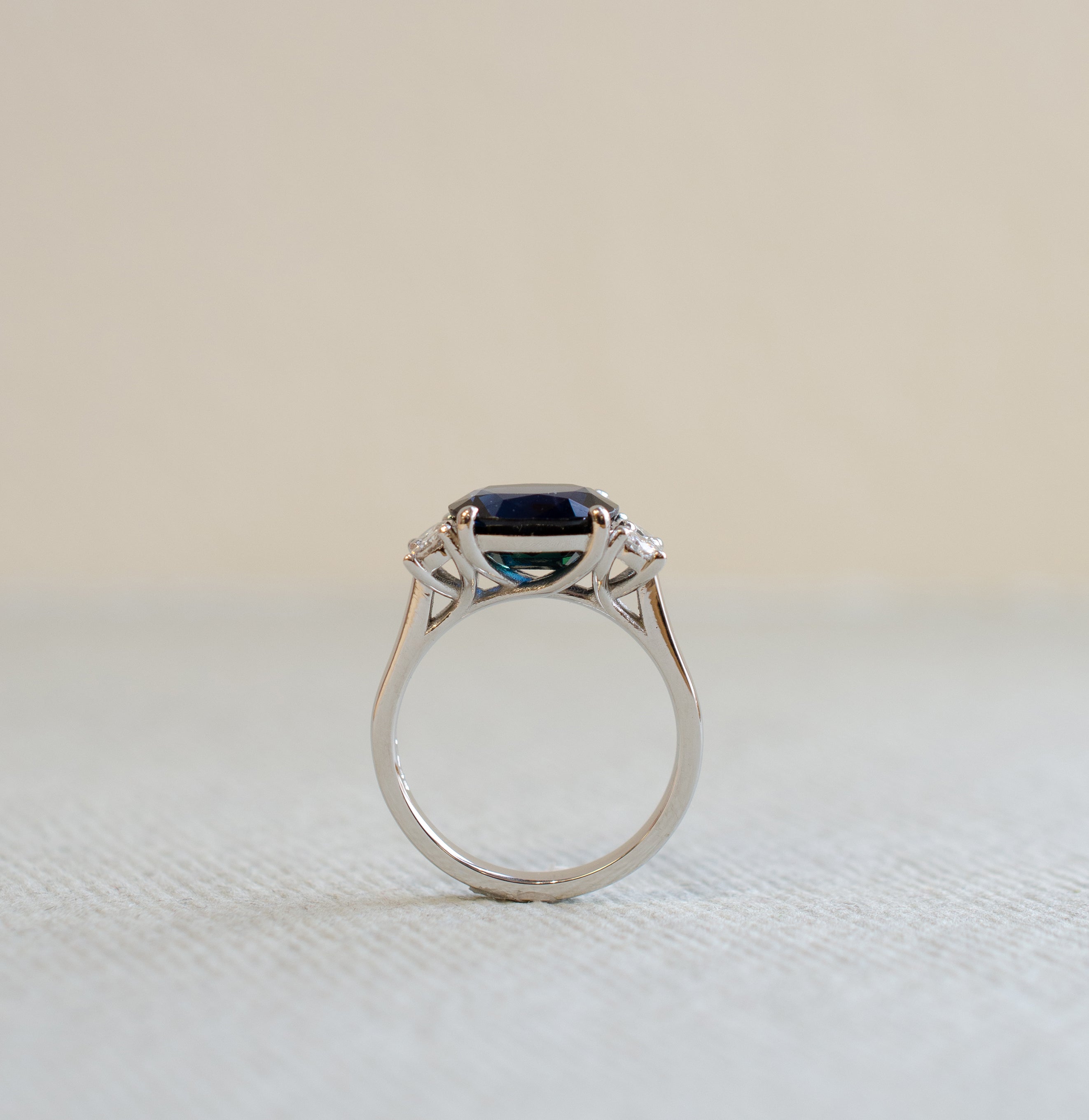 Oval Blue Sapphire Diamond Engagement Ring