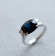 Oval Blue Sapphire Diamond Engagement Ring