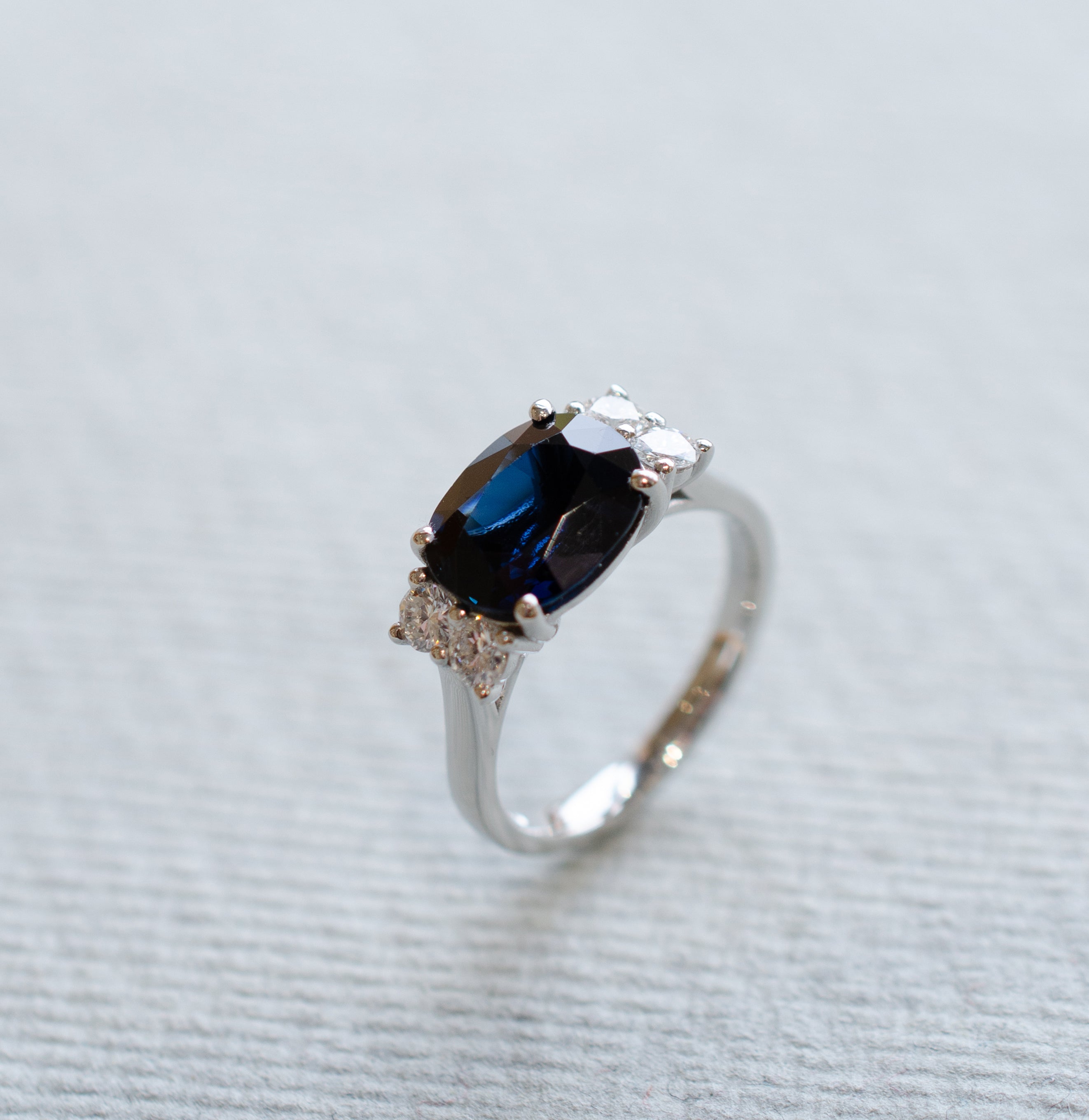 Oval Blue Sapphire Diamond Engagement Ring