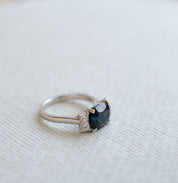 Oval Blue Sapphire Diamond Engagement Ring