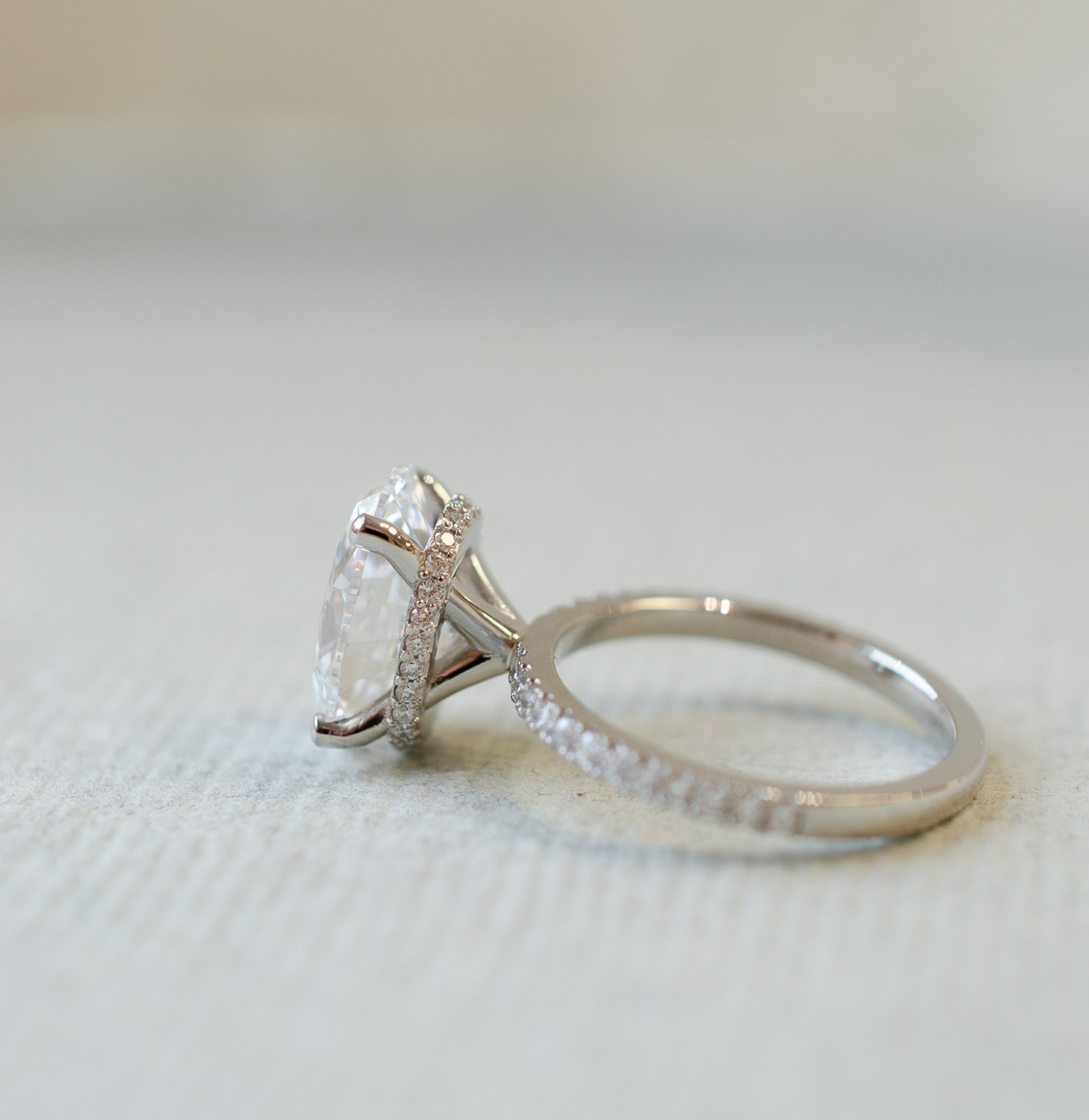 Oval Diamond Collar Engagement Ring