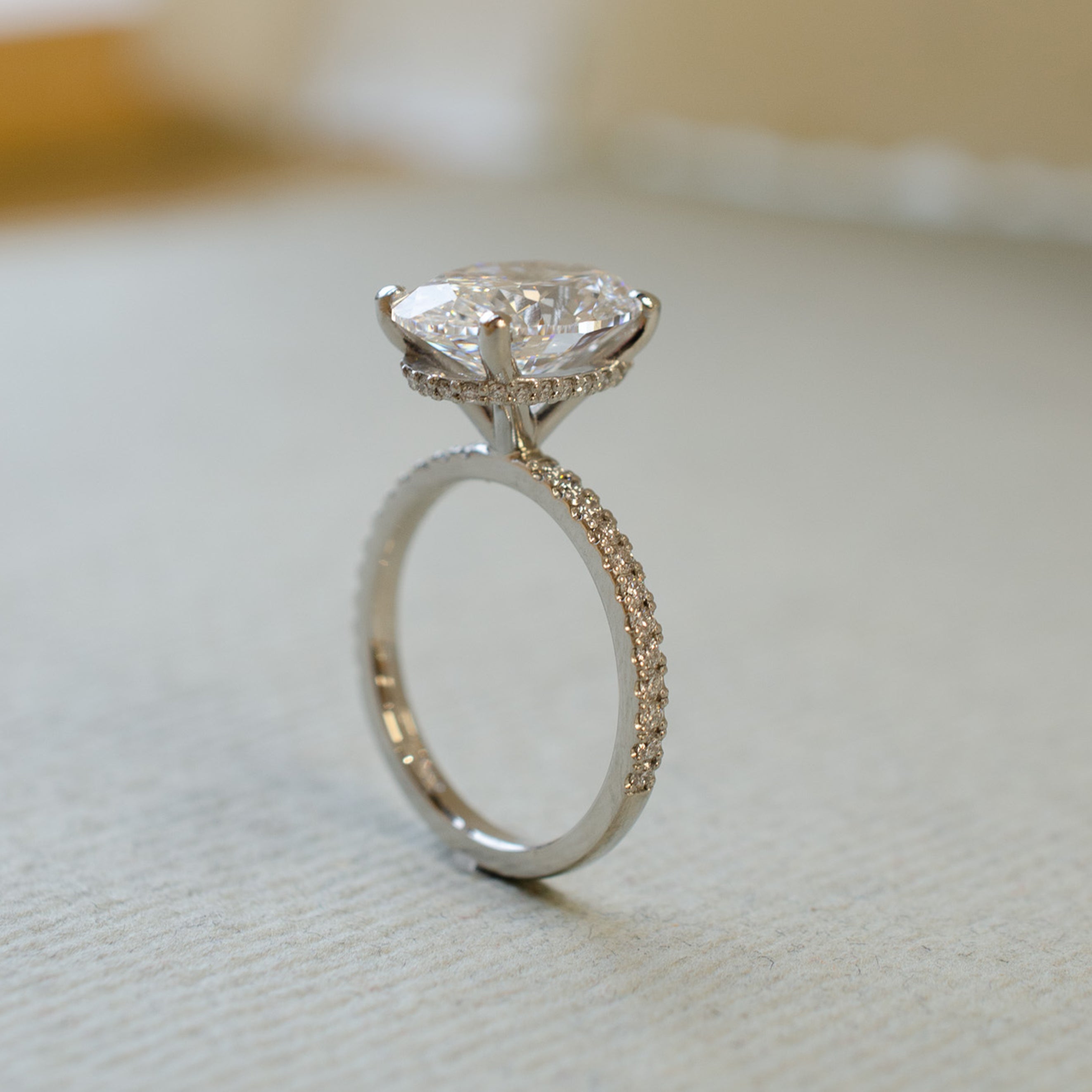 Oval Diamond Collar Engagement Ring