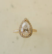 Pear Shape Diamond Halo Engagement Ring