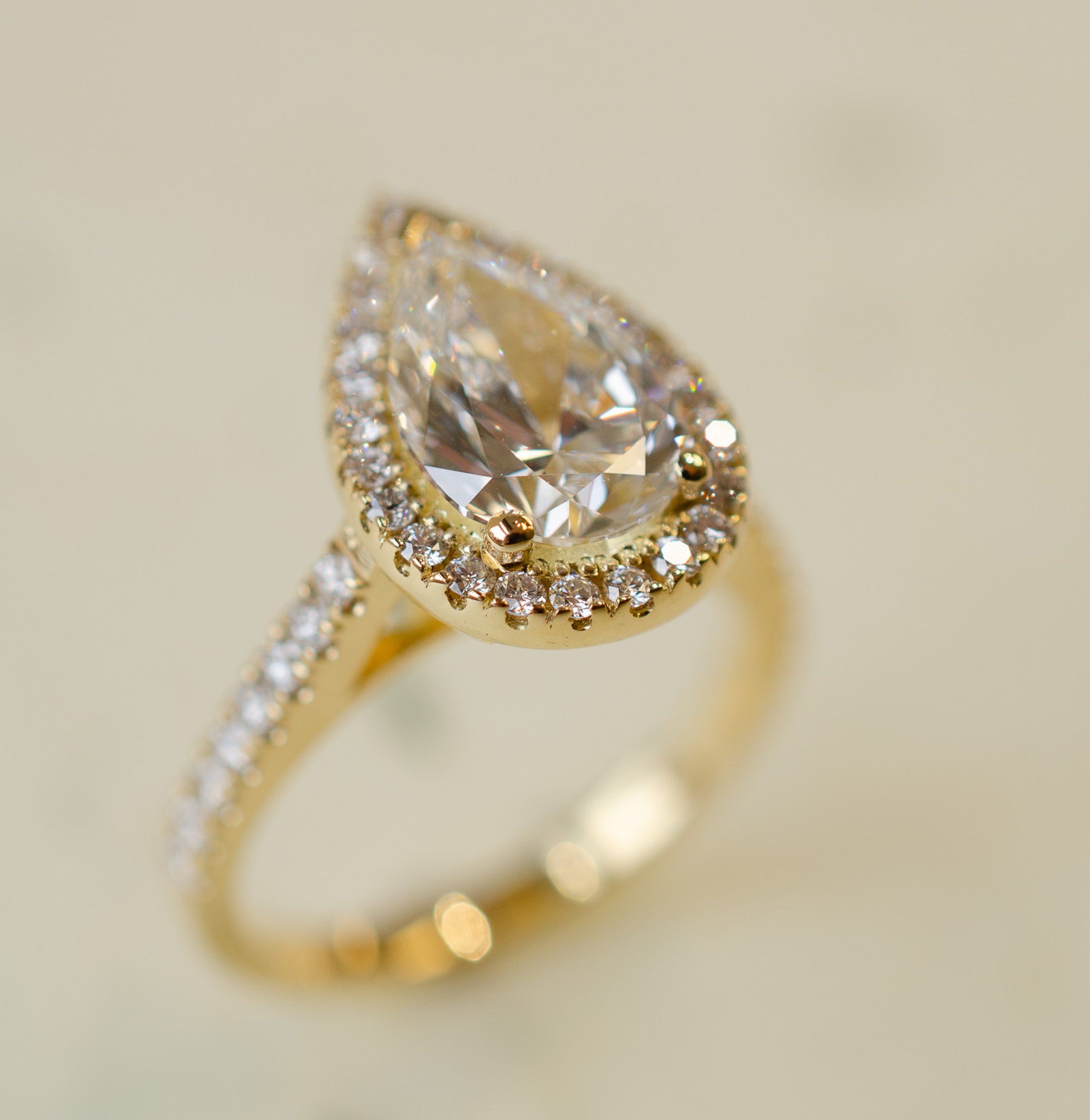 Pear Shape Diamond Halo Engagement Ring
