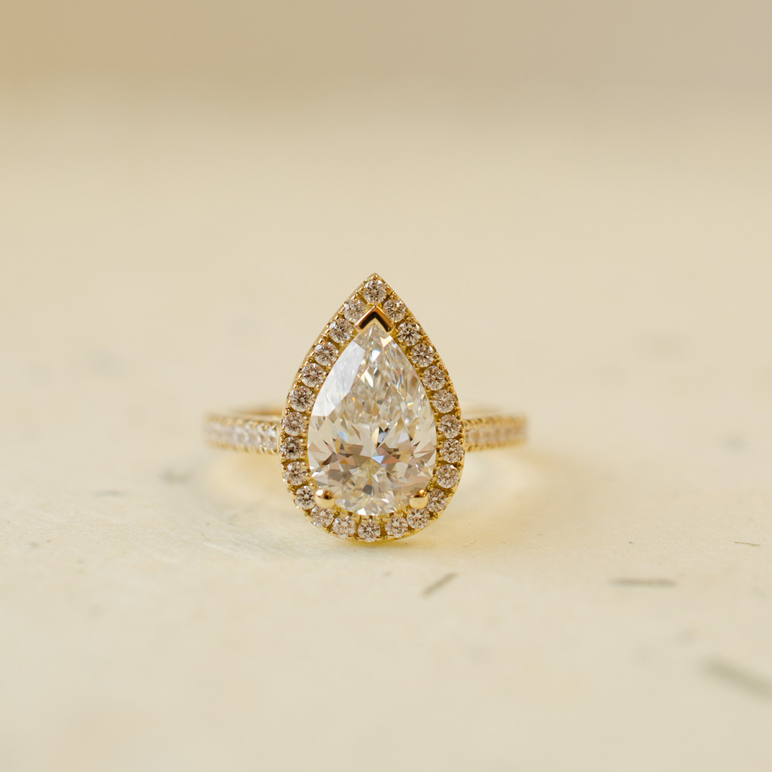 Pear Shape Diamond Halo Engagement Ring