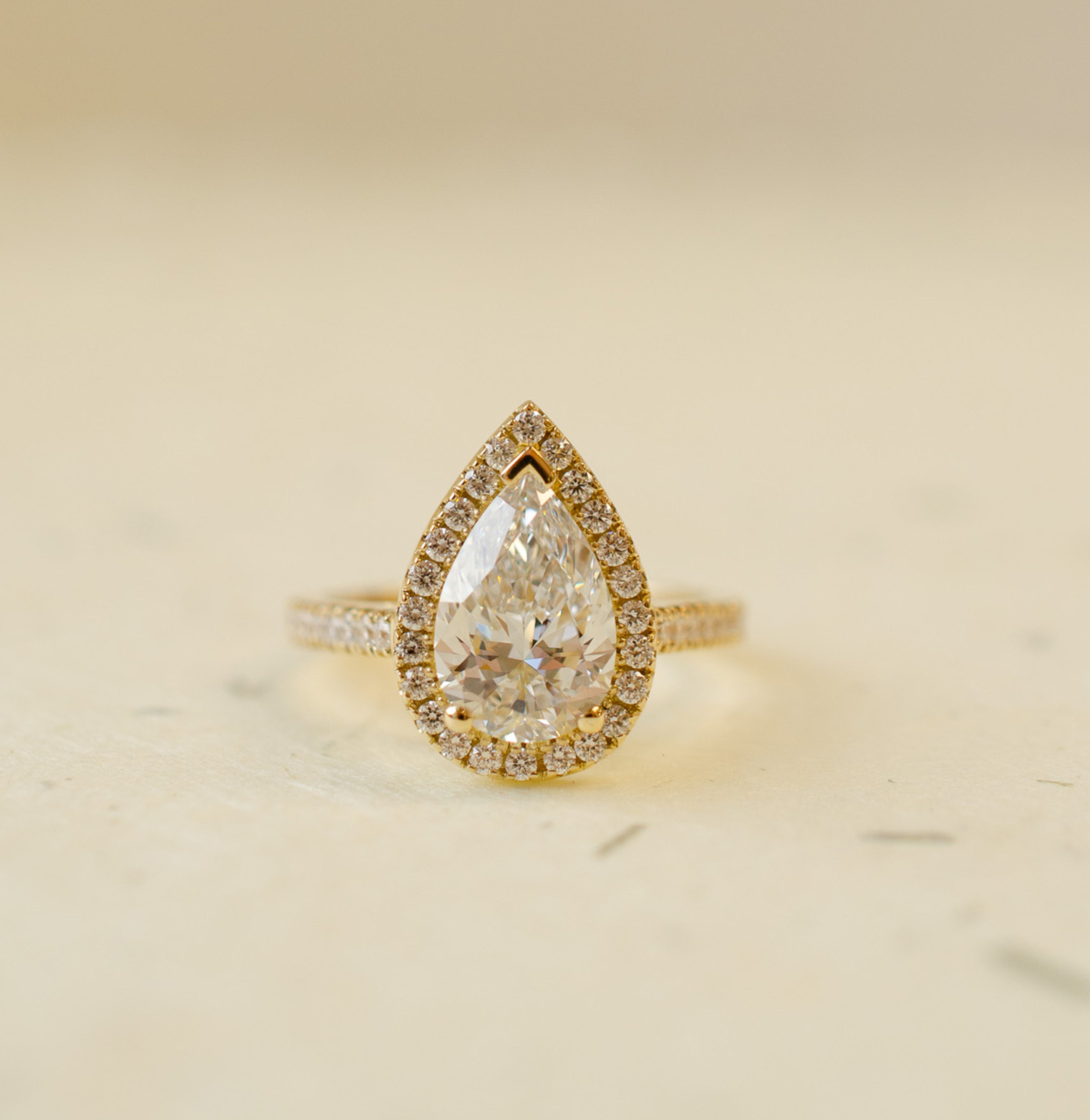 Pear Shape Diamond Halo Engagement Ring