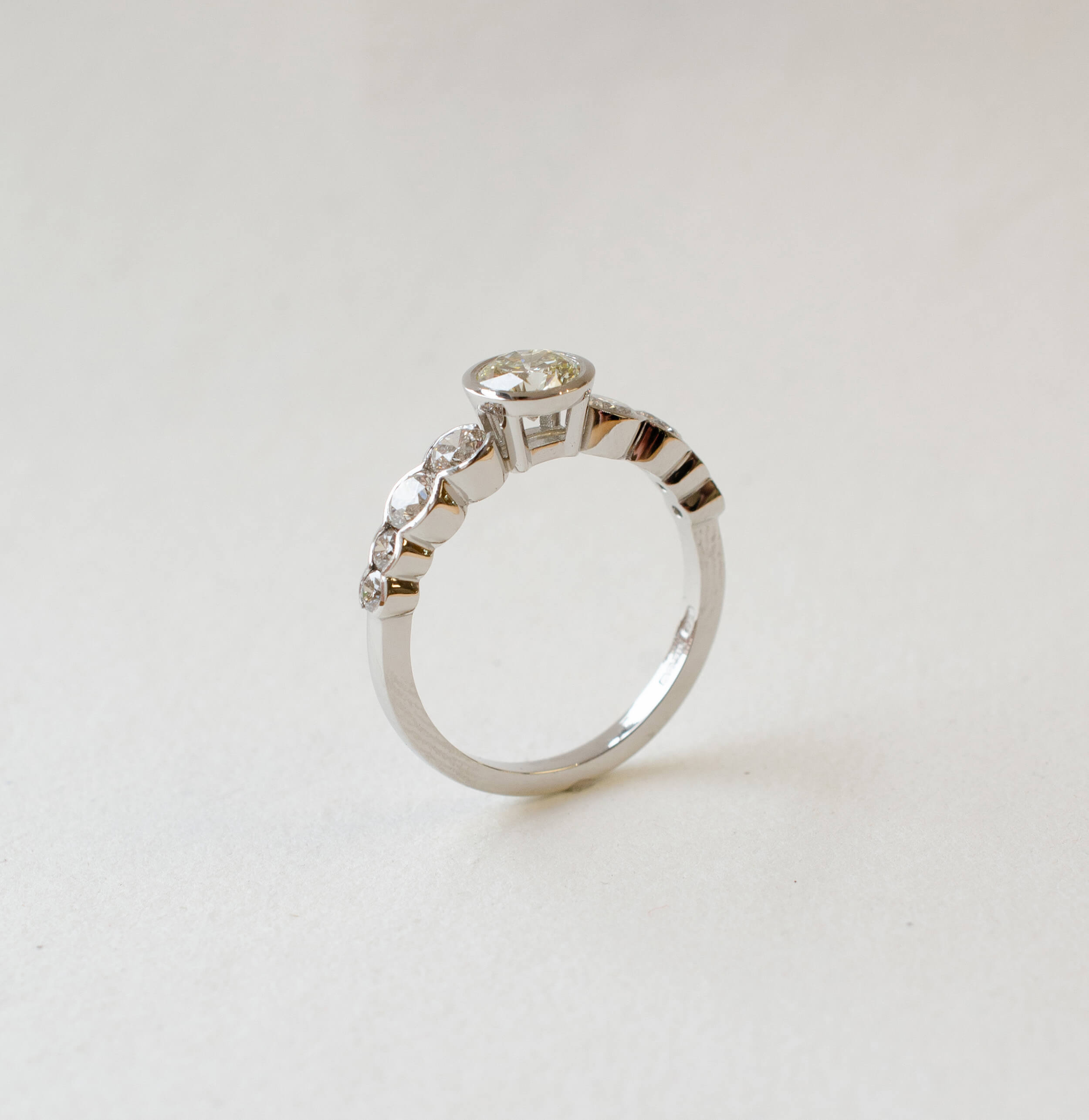 Platinum and diamond nine stone ring