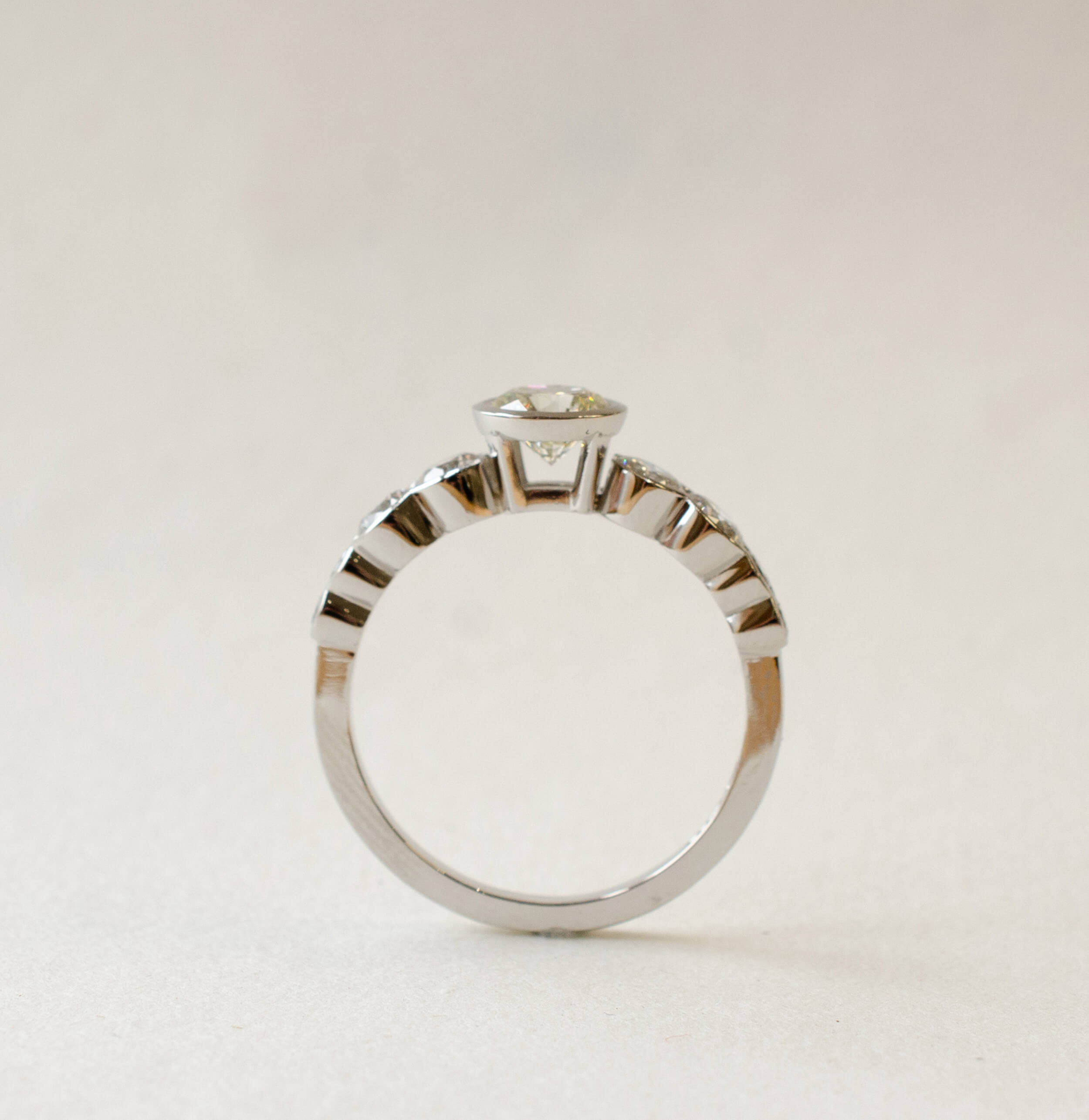 Nine diamond engagement ring