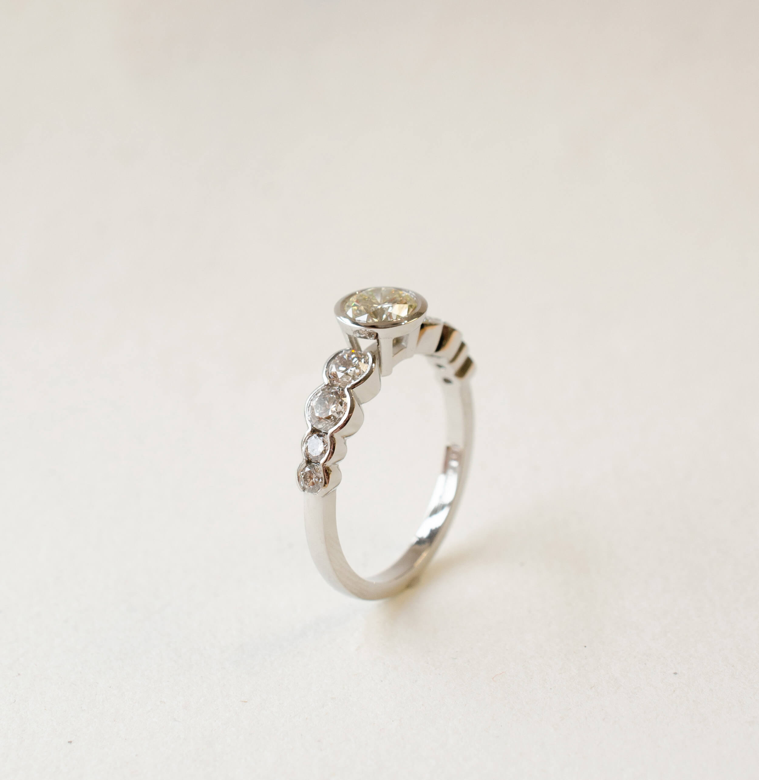 Platinum and diamond nine stone ring