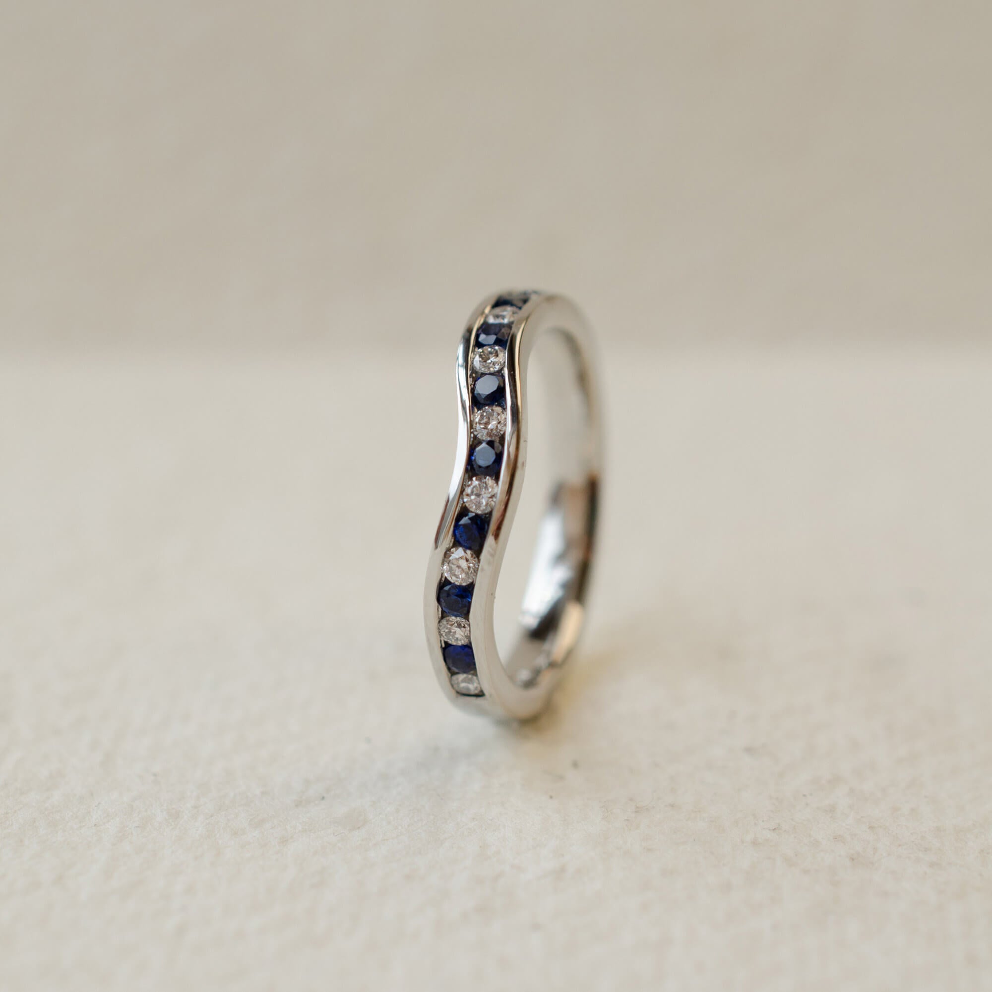 Fitted Sapphire Diamond Eternity Wedding Ring