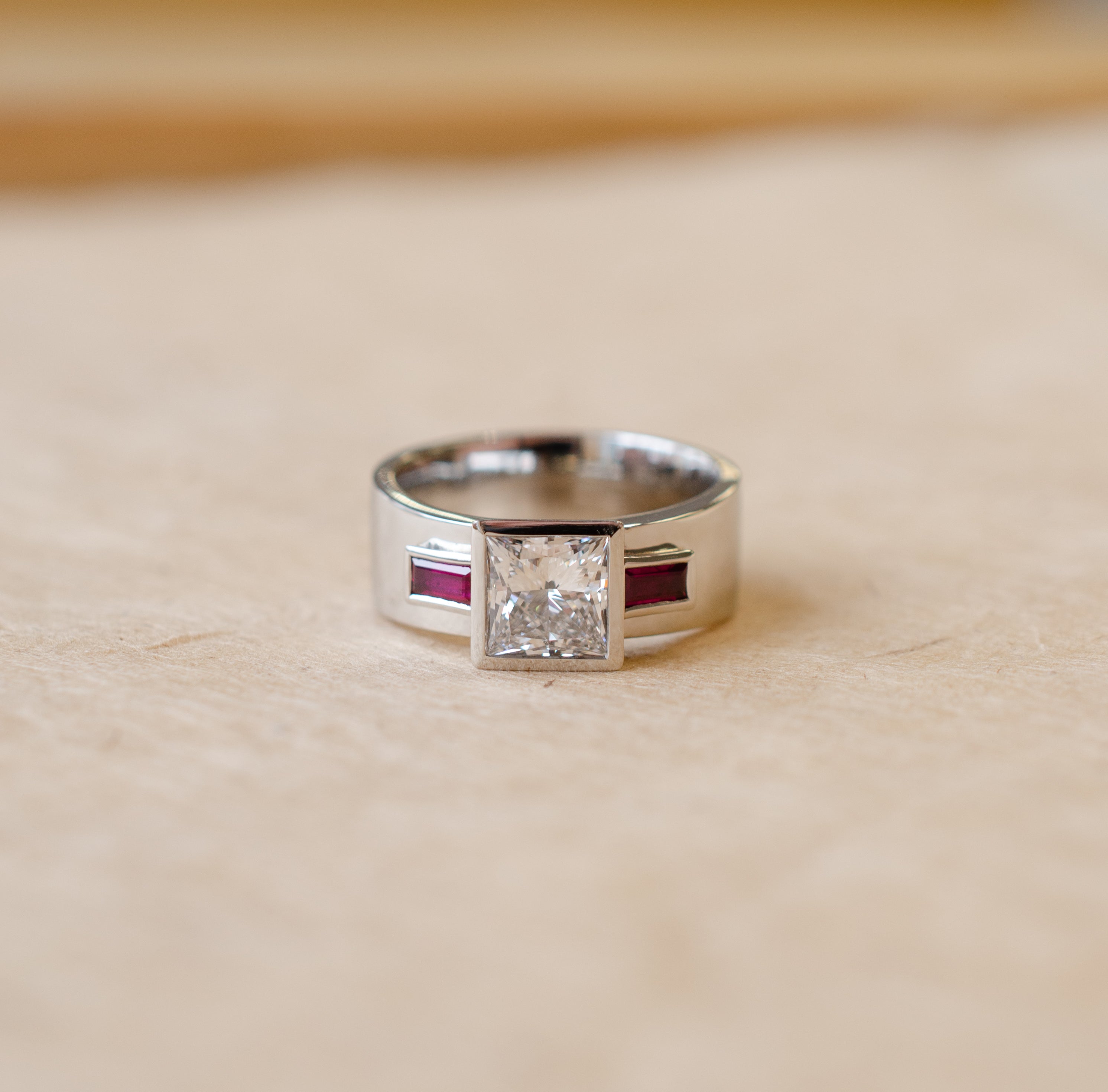 Princess cut diamond ring element bespoke jewellery
