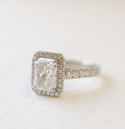 Radiant Cut Diamond Halo Engagement Ring 