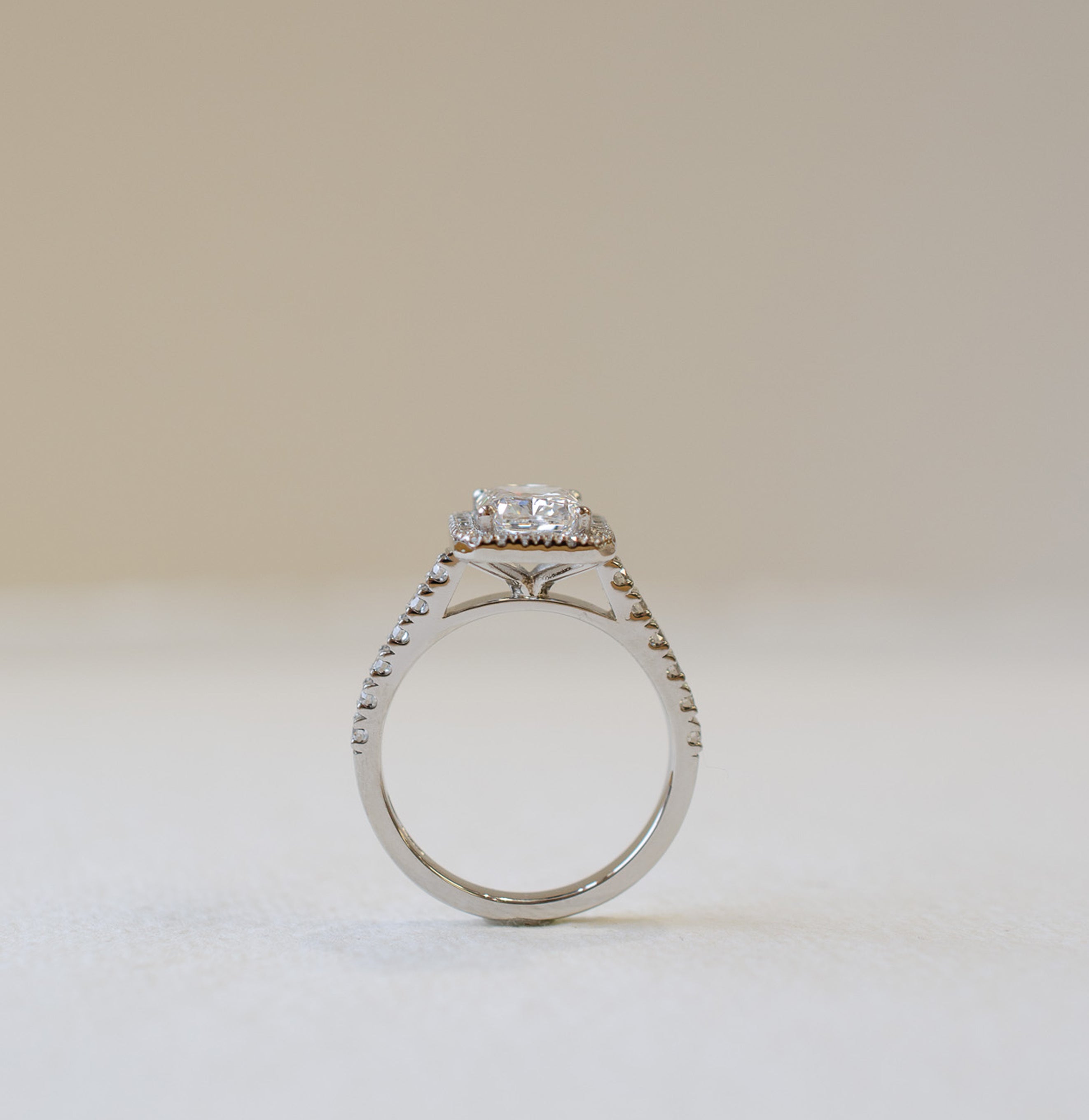 Radiant Cut Diamond Halo Engagement Ring 