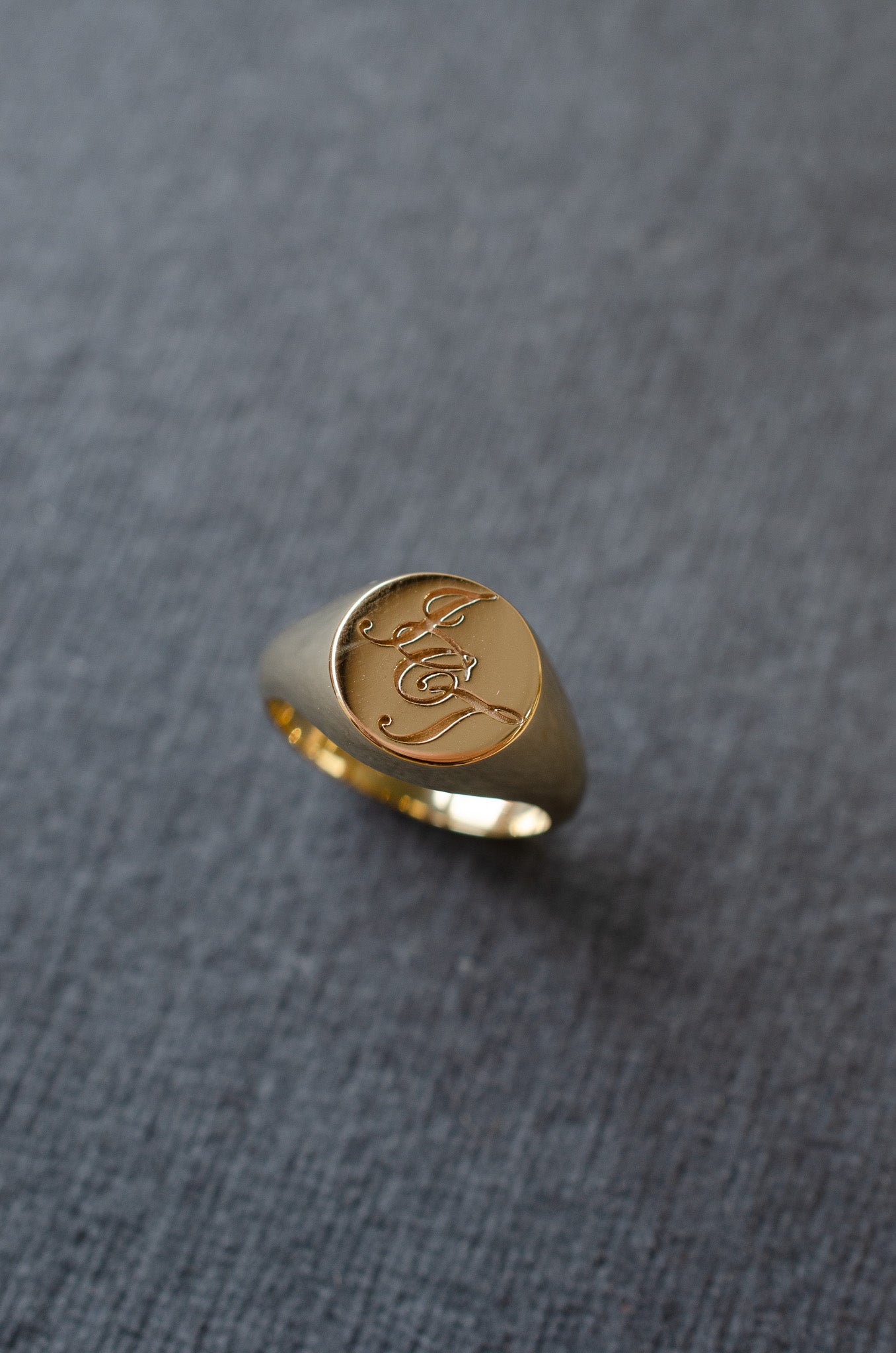 Yellow Gold Signet Ring With Initials