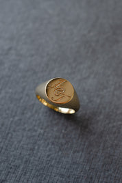 Yellow Gold Signet Ring With Initials