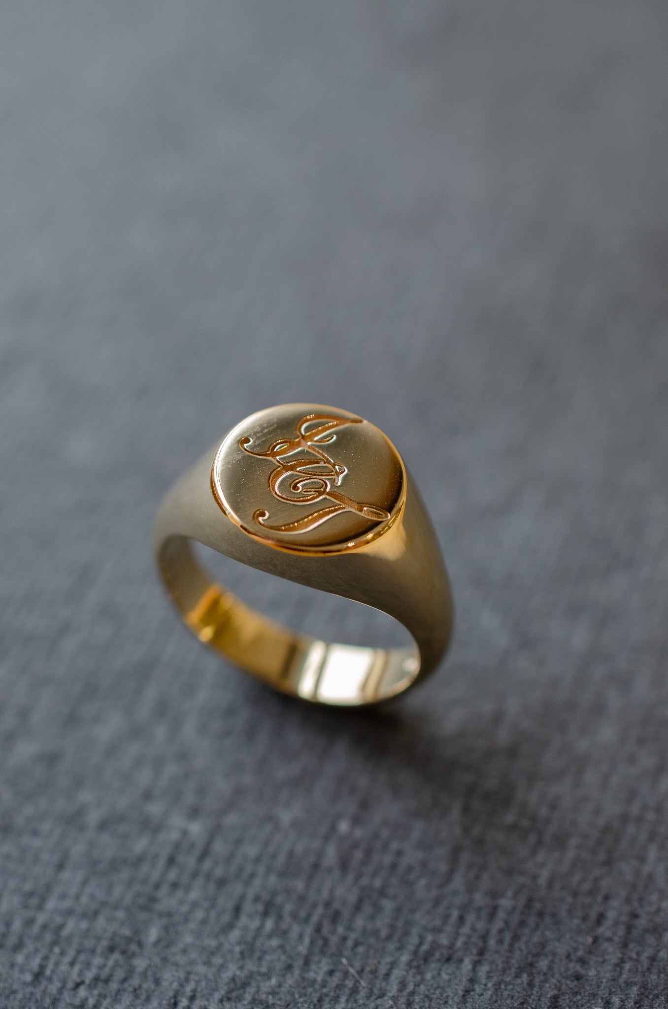 Yellow Gold Signet Ring With Initials