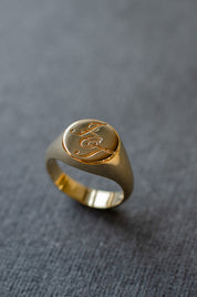 Yellow Gold Signet Ring With Initials