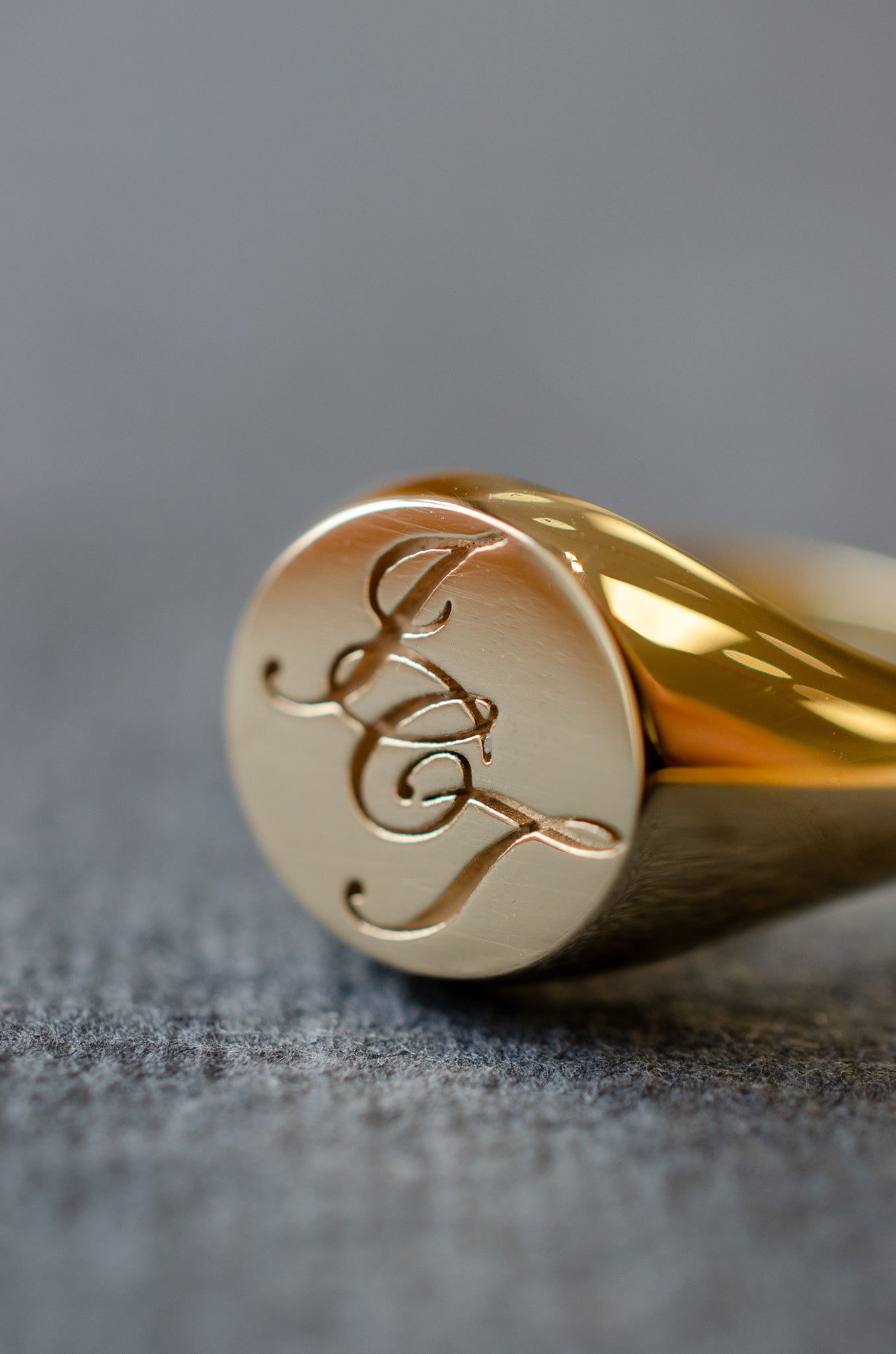 Yellow Gold Signet Ring With Initials