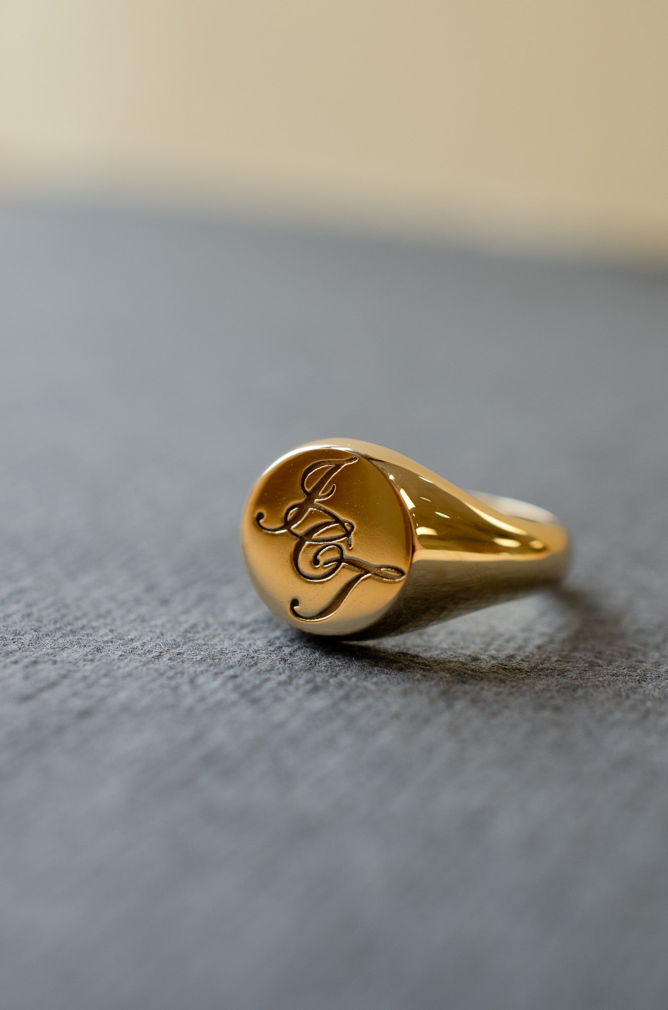 Yellow Gold Signet Ring With Initials