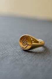 Yellow Gold Signet Ring With Initials