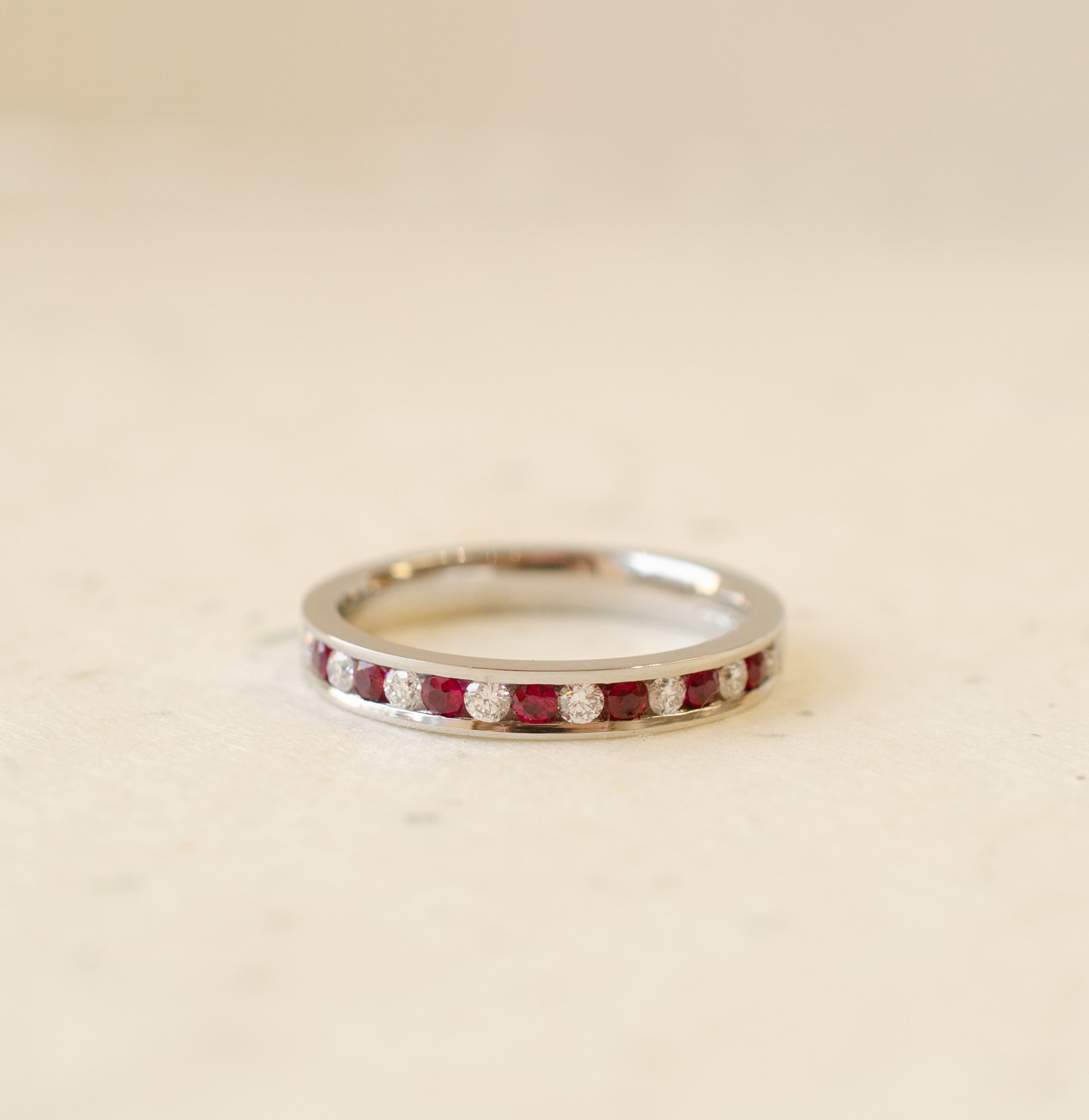 18ct Yellow Gold Ruby Claw Set Half Eternity Ring | Pravins | Eternity ring,  Half eternity ring diamond, Half eternity ring