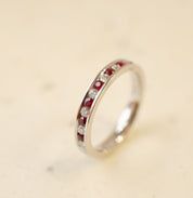 Ruby & Diamond Channel Set Eternity Wedding Ring In Platinum