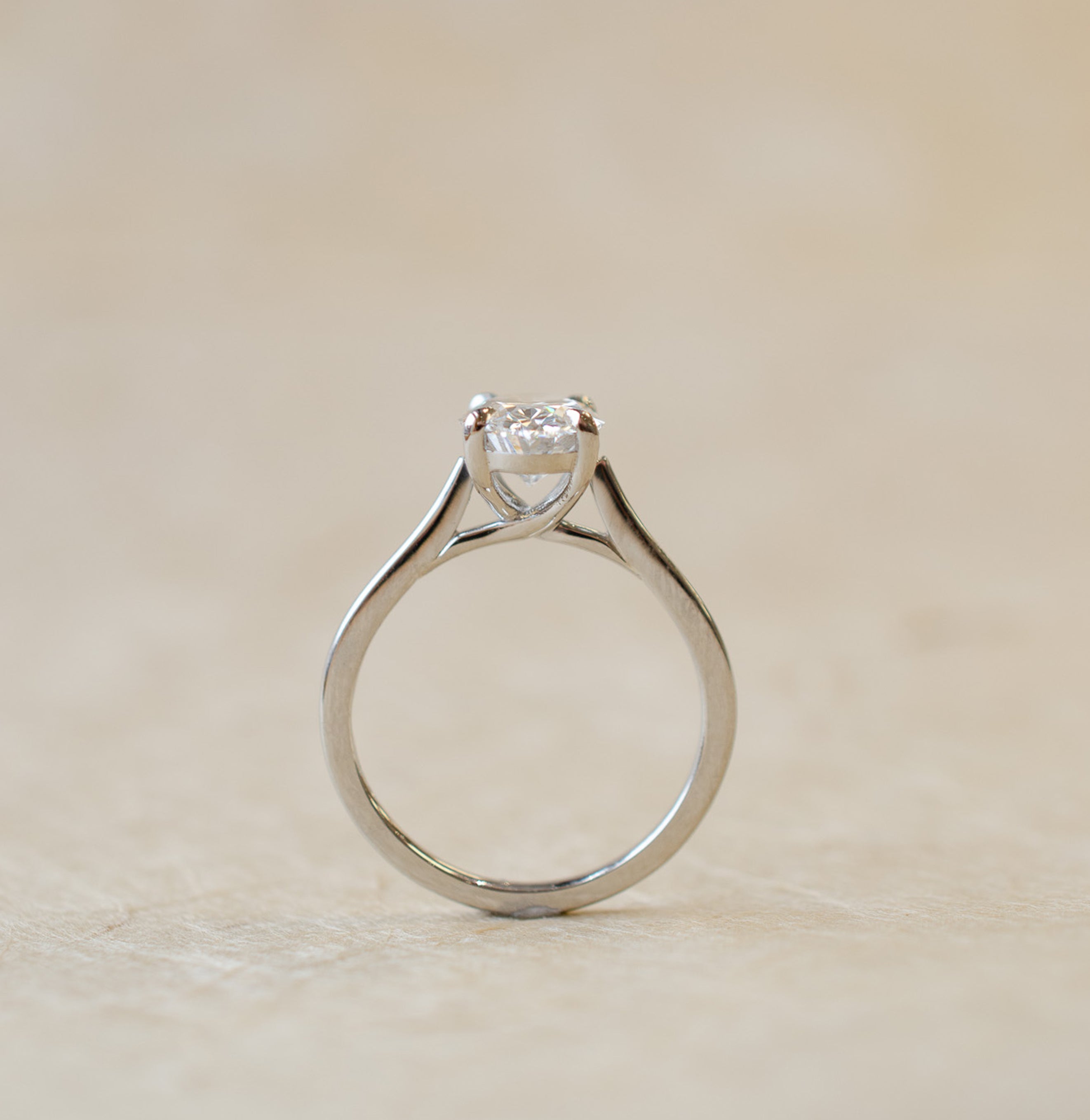 Oval Diamond Solitaire Engagement Ring In Platinum