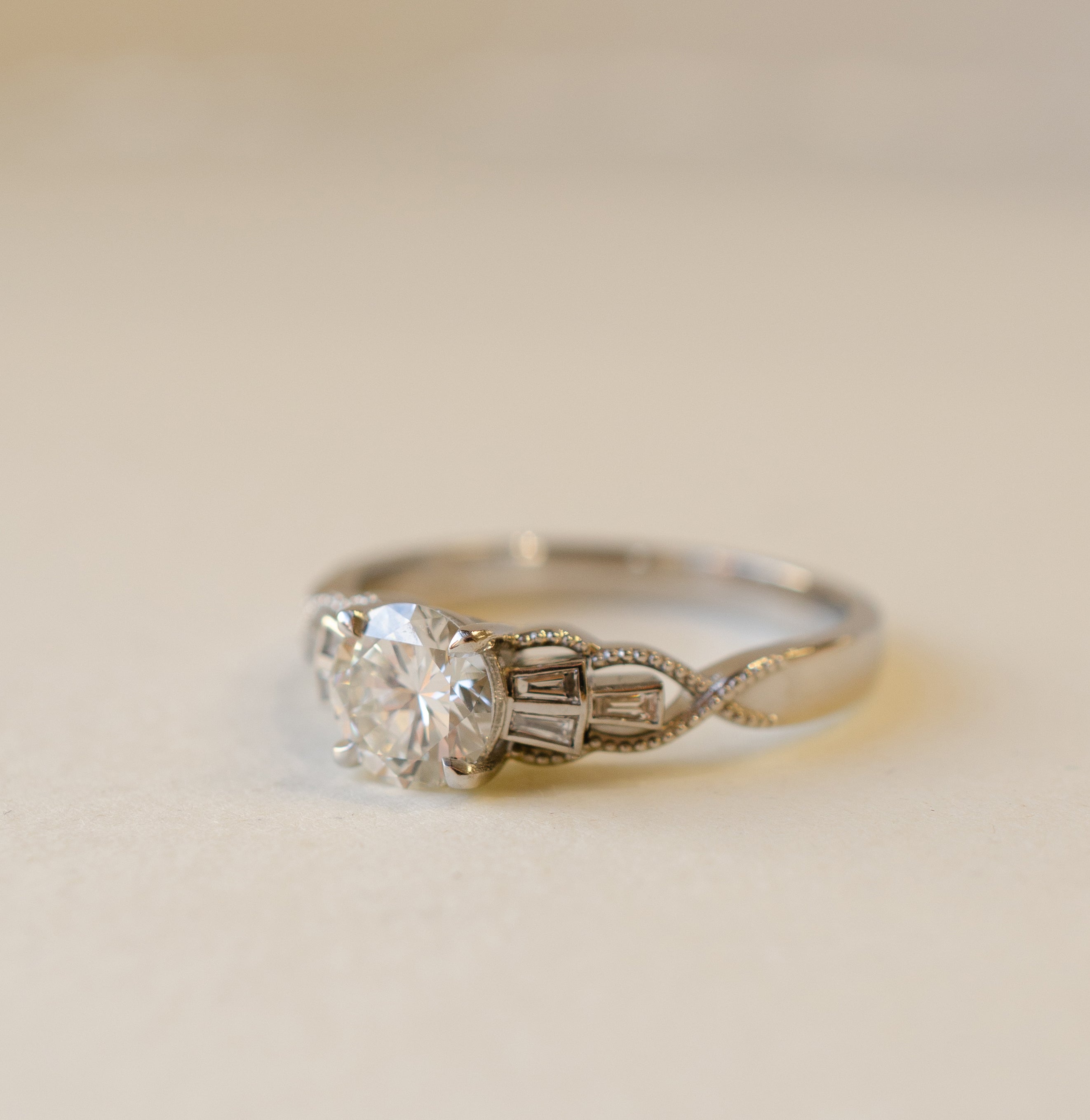 Tapered Baguette Diamond Engagement Ring