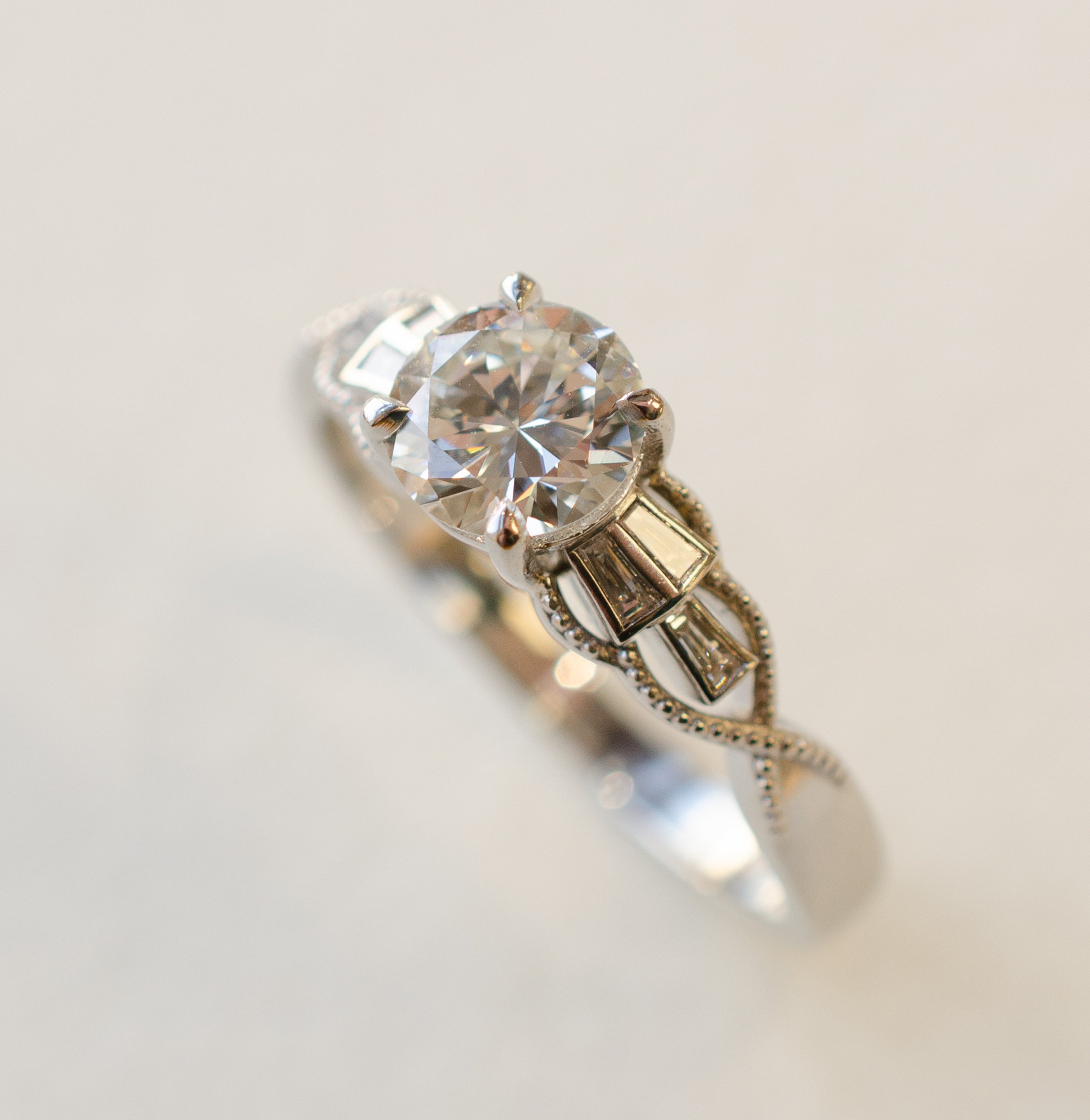 Tapered Baguette Diamond Engagement Ring