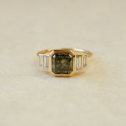 octagon cut teal lab-grown diamond engagement ring