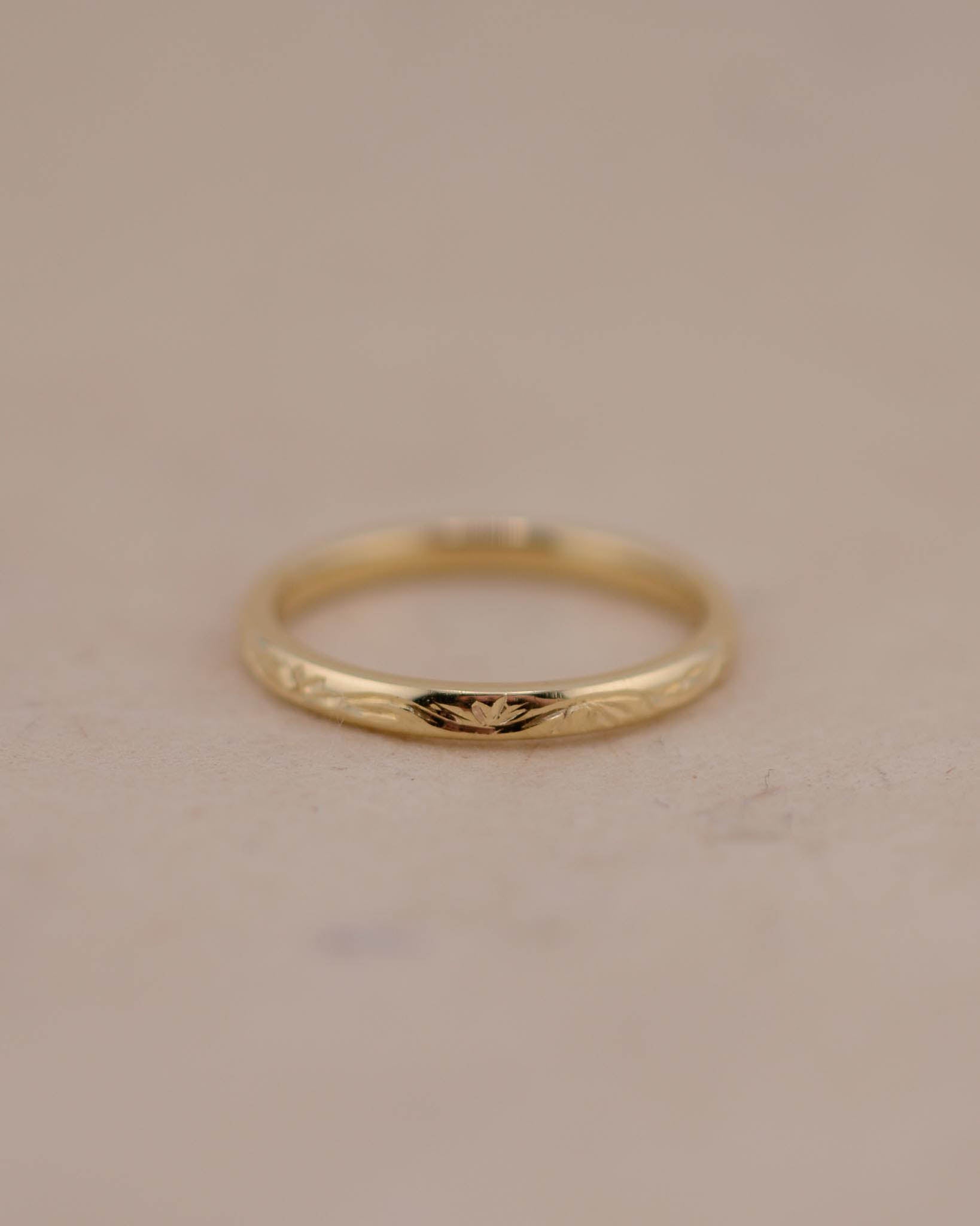 Yellow Gold Vine Inspired Hand Engraved Wedding Ring