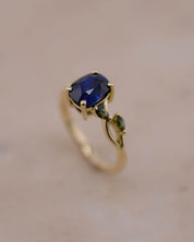 Yellow Gold Sapphire Vine Inspired Engagement Ring