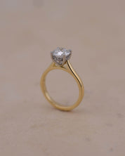 Yellow Gold and Platinum Solitaire Engagement Ring with Hidden Halo of Diamonds
