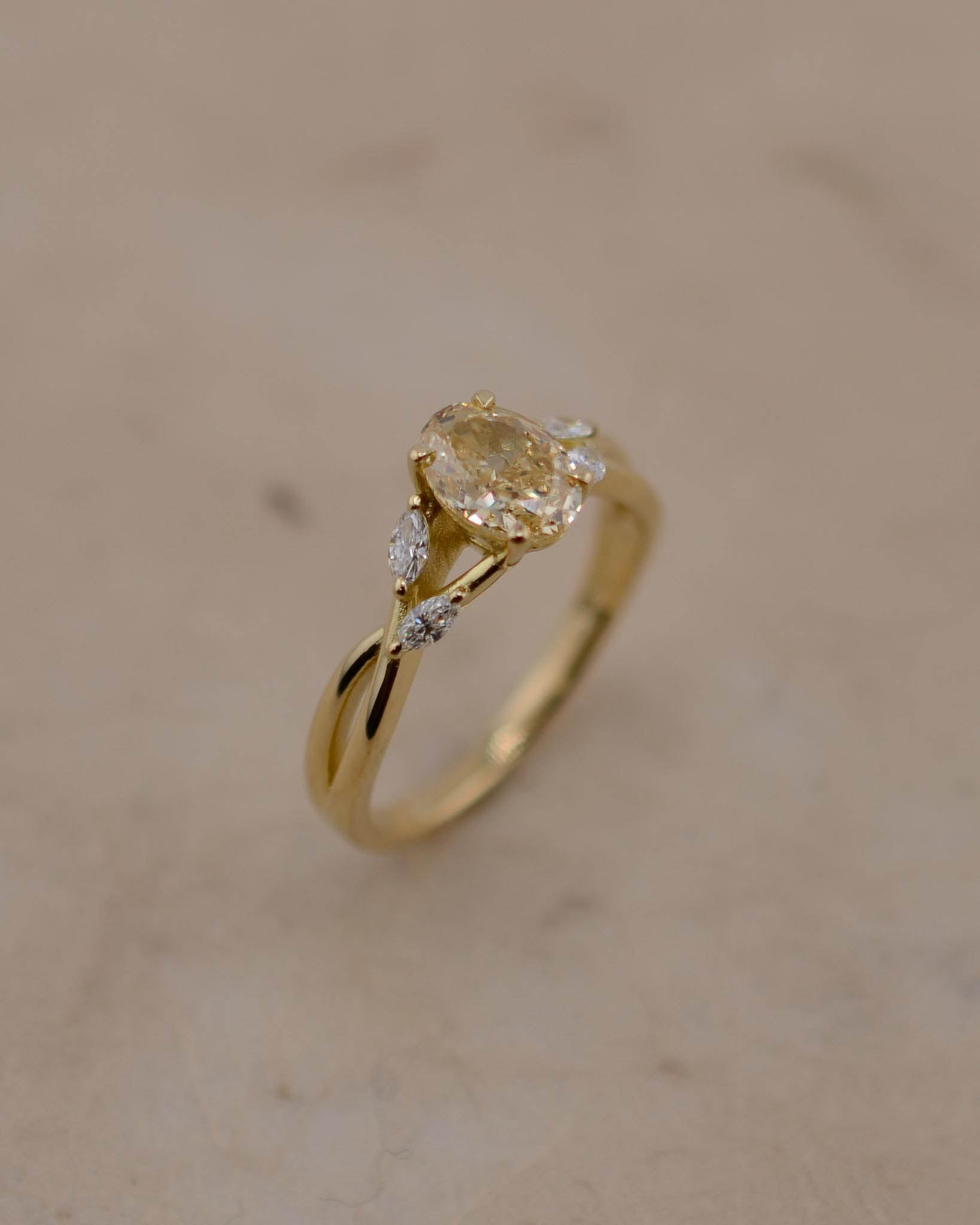 Yellow Gold and Yellow Diamond Vine Inspired Engagement Ring