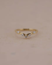 Yellow Gold and Diamond Wishbone Shaped Wedding Band