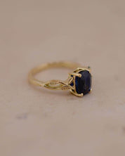 Yellow Gold Sapphire Vine Inspired Engagement Ring