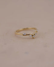 Yellow Gold and Diamond Wishbone Shaped Wedding Band