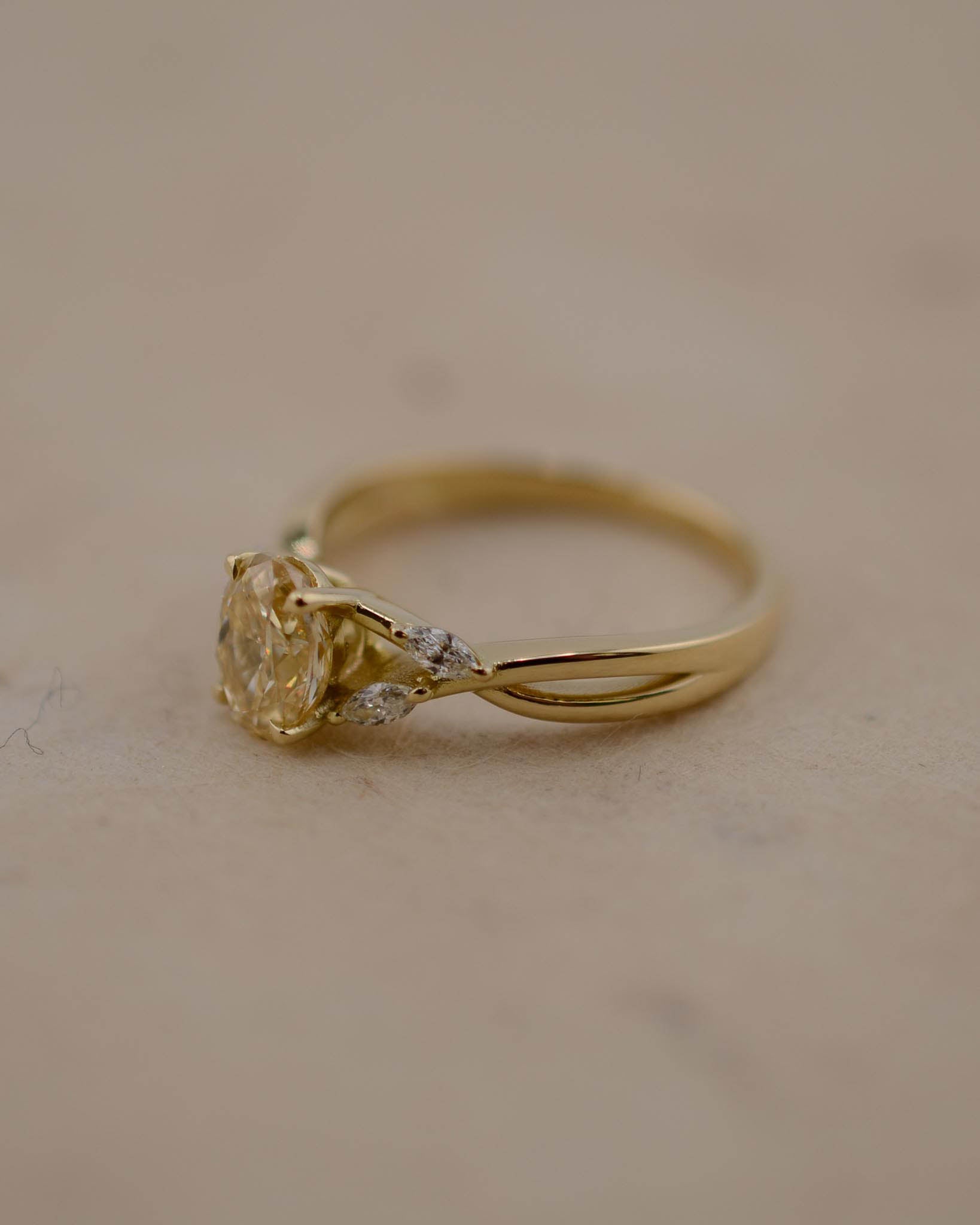 Yellow Gold and Yellow Diamond Vine Inspired Engagement Ring